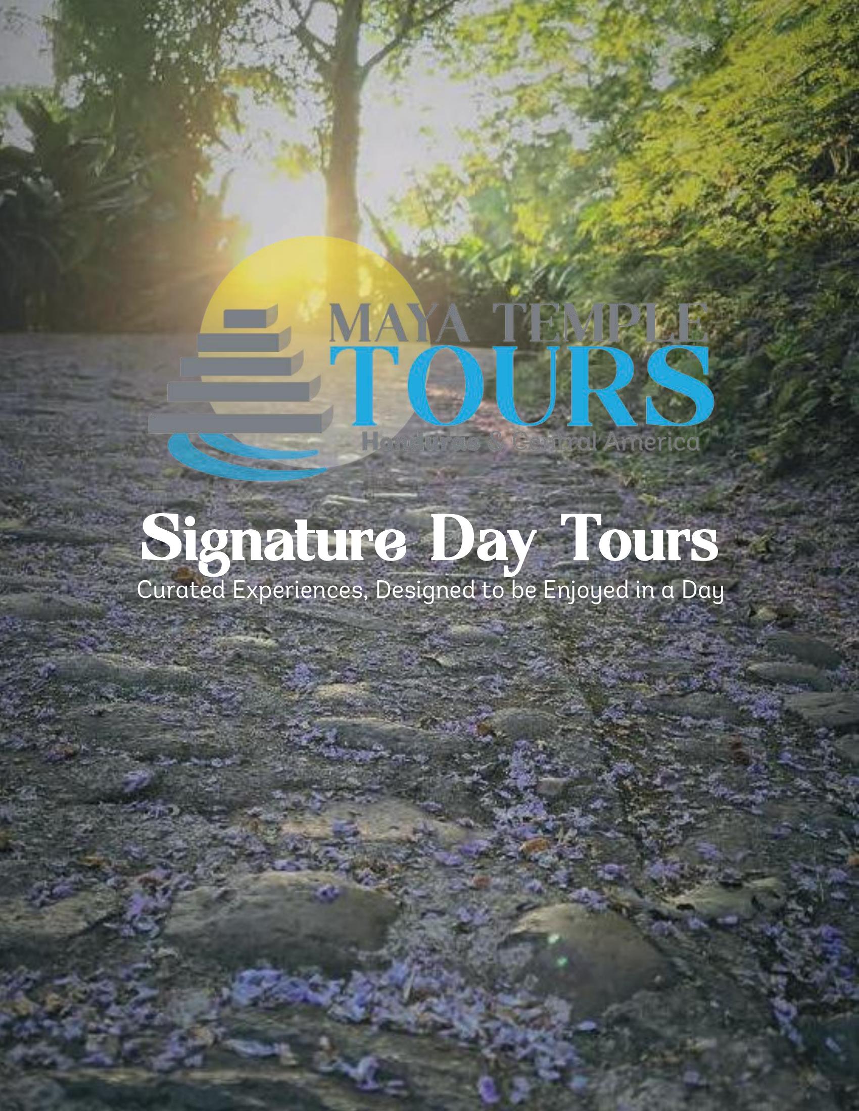 Portada del folleto Maya Temple Tours · San Pedro Sula